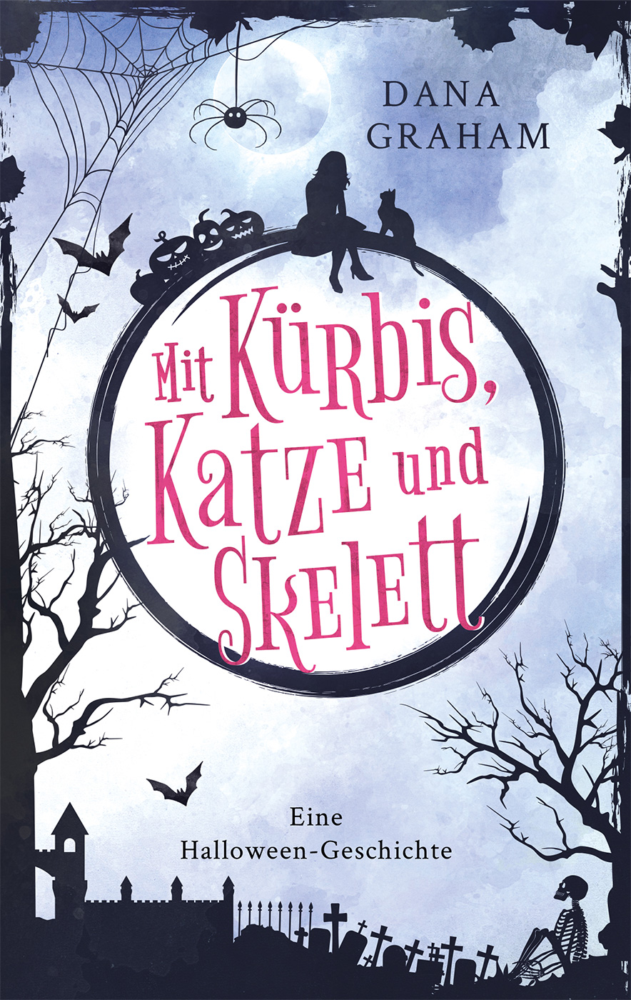 Mit Kurbis Katze und Skelett